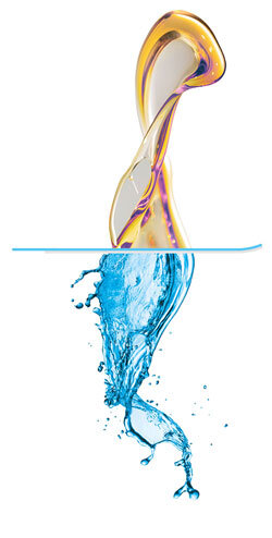 Wassertropfen: Trennung von Öl und Wasser Schemazeichnung zur Funktion von Lithon GeoClean